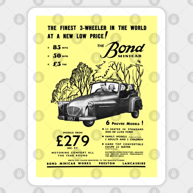 1957 BOND MINICAR - advert Sticker by Throwback Motors